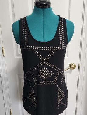 Kenneth Cole Black Tank Top with Silver Stud Detail